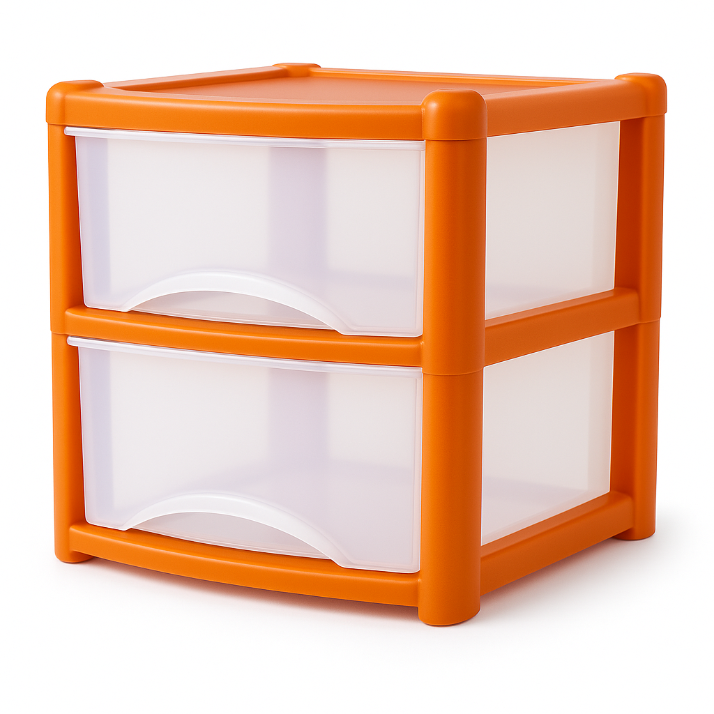 Plastic Drawers Storage Unit Tower Orange