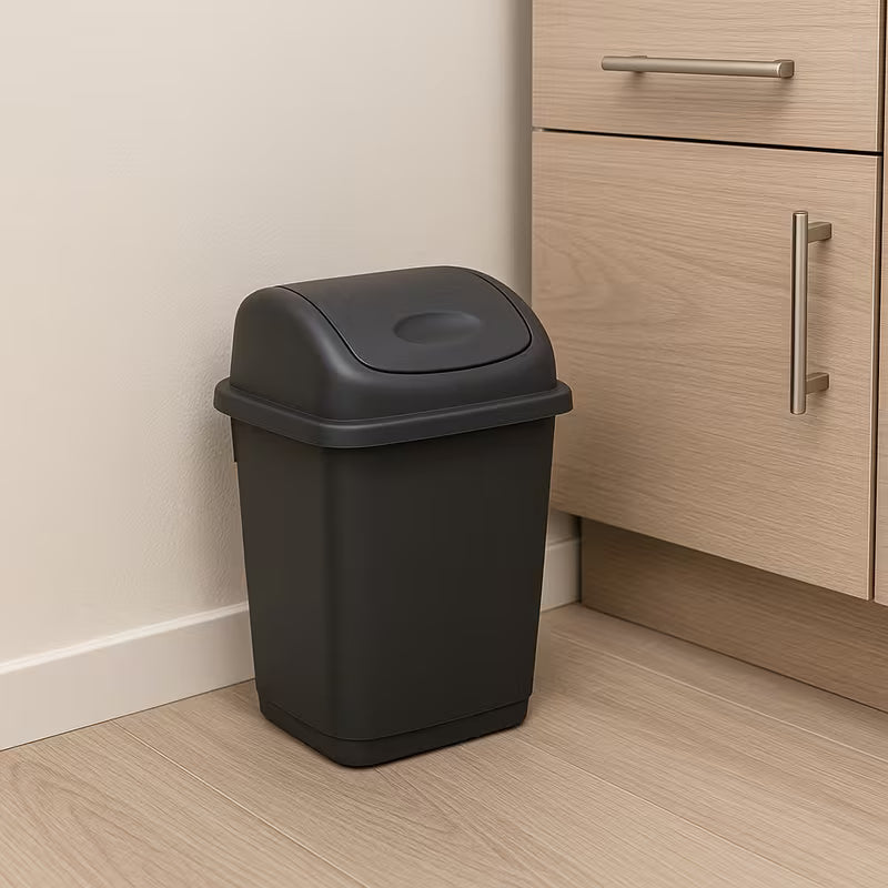 Neat. 12L Swing-Top Plastic Bins - Versatile, Durable and Hygienic Waste Management Solution for Offices, Kitchens, and Industrial Space