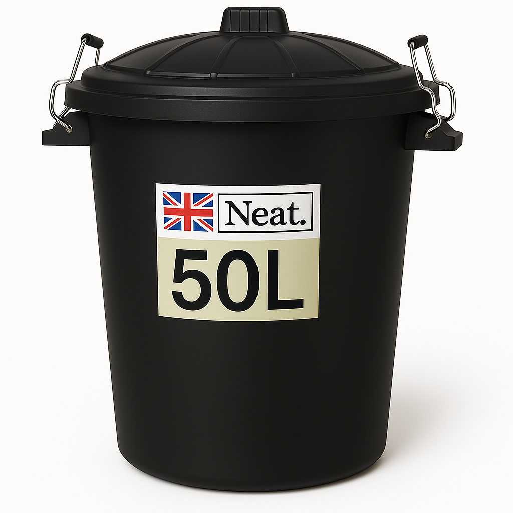 Garden Bin  – Heavy Duty Plastic Dustbin with Clip Lock Lid, Multicoloured