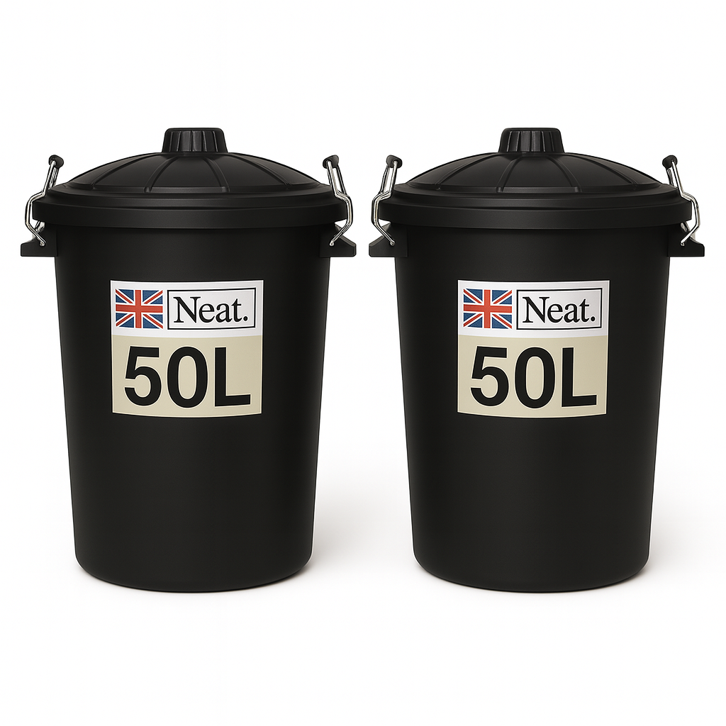 Garden Bin  – Heavy Duty Plastic Dustbin with Clip Lock Lid, Multicoloured
