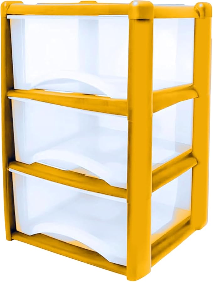 Plastic Drawers Storage Unit Tower Yellow