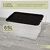 Plastic Storage Box, Clear Base, Black Lid - 32L Pack of 3