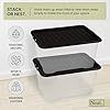 Plastic Storage Box, Clear Base, Black Lid - 32L Pack of 3