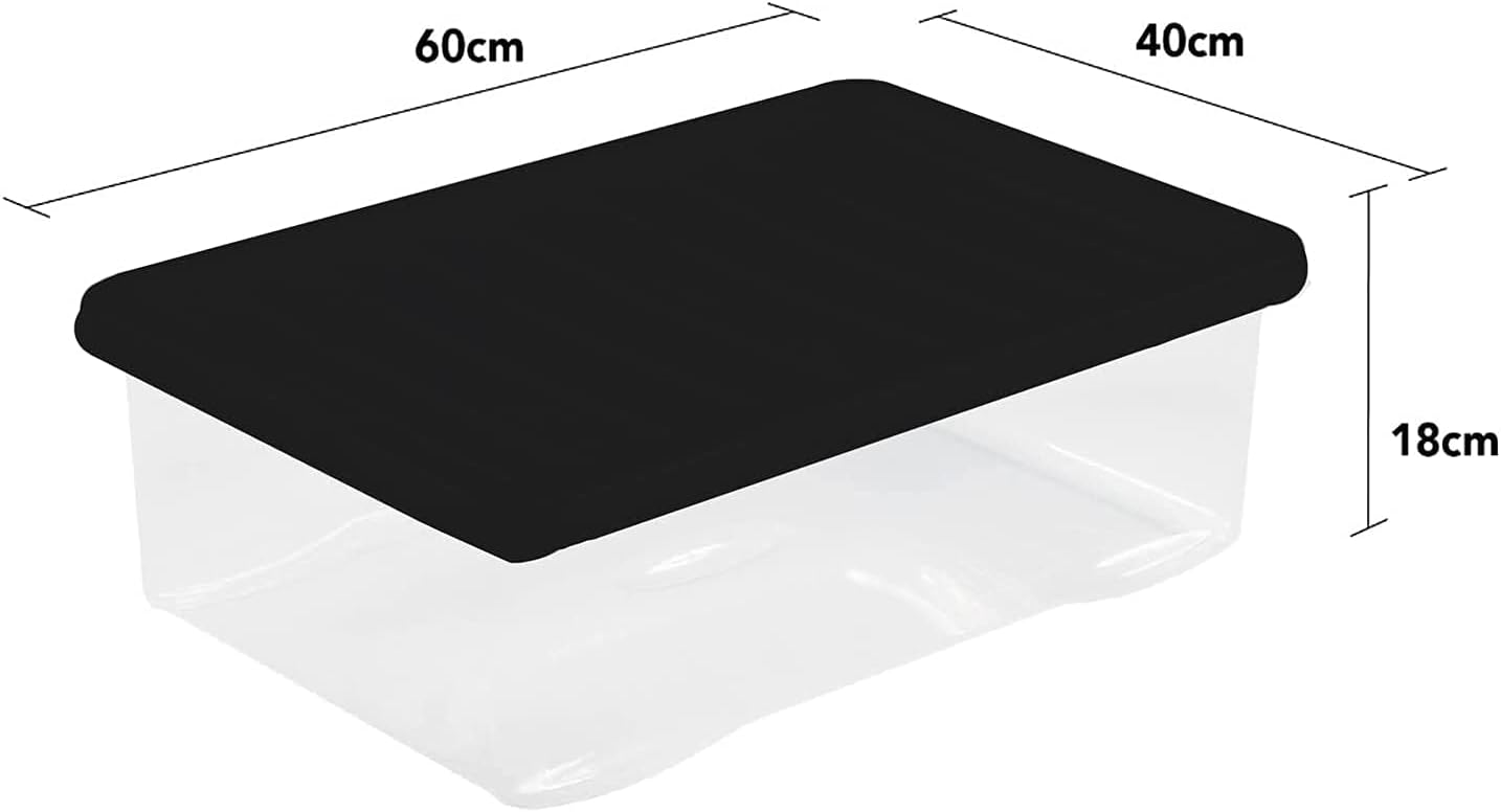 MULTI PACK OF 5 under bed 32 litre storage new (made in uk) CLEAR BASE