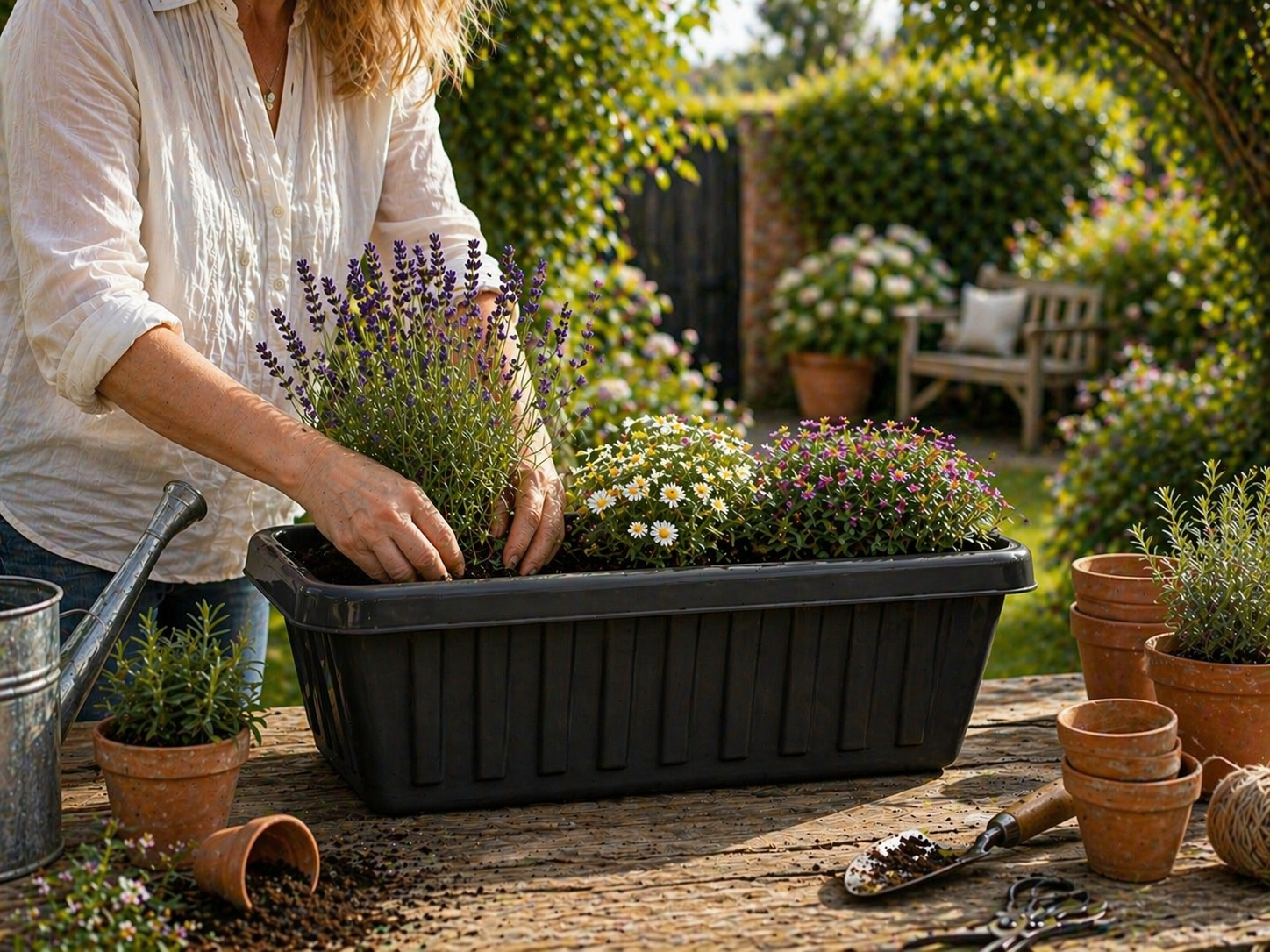 Neat Trough Planter – Plastic Garden Planter – Window Box Style Plant Pot – Multiple Sizes & Colours – Outdoor Use