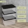 Plastic Storage Box, Clear Base, Black Lid - 32L Pack of 3