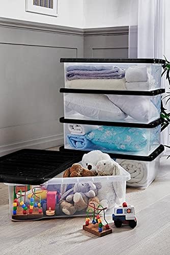 MULTI PACK OF 5 under bed 32 litre storage new (made in uk) CLEAR BASE