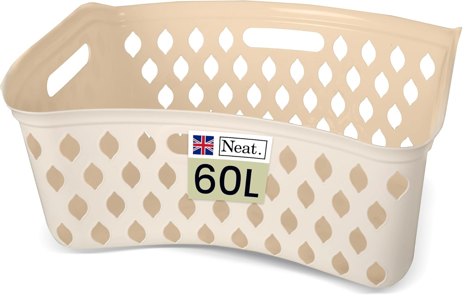 Neat. 60L Plastic Laundry Basket Hipster Design-  Grey (1Pcs)