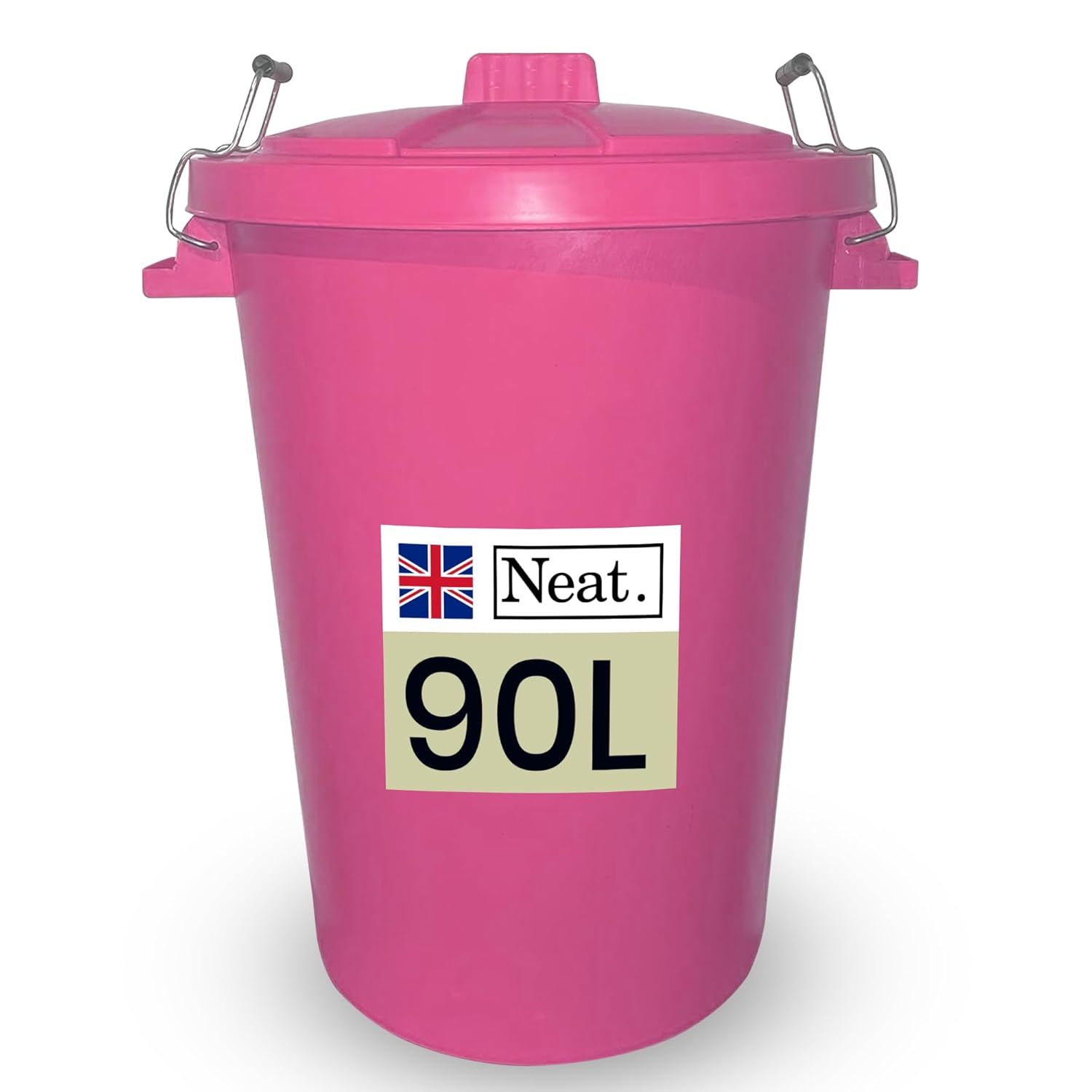 Neat. 90L Bin Coloured Large Plastic Bins, Heavy Duty Kitchen Bin with Metal Handle Dustbin