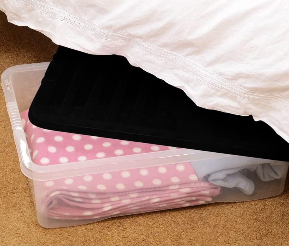 MULTI PACK OF 5 under bed 32 litre storage new (made in uk) CLEAR BASE