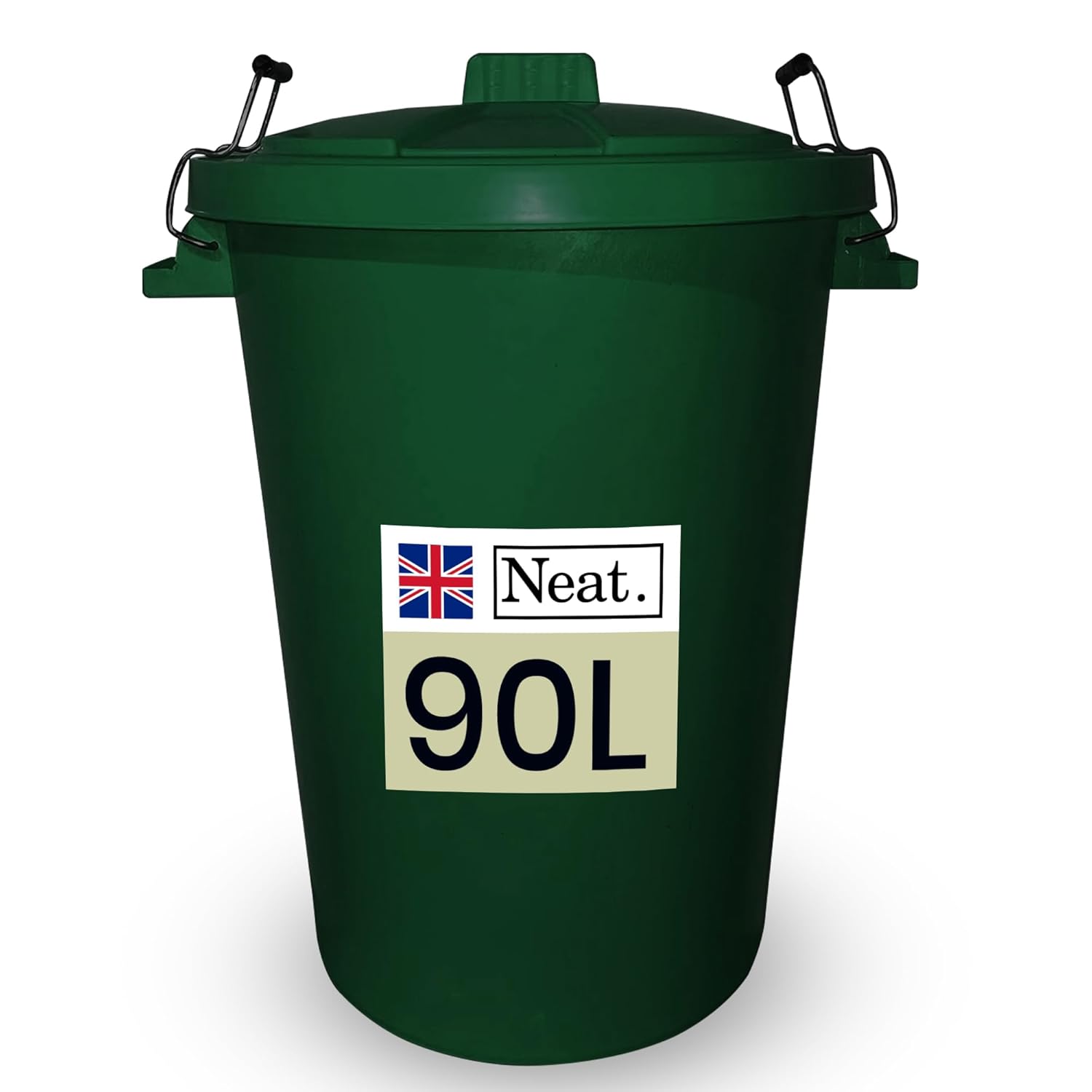 Neat. 90L Bin Coloured Large Plastic Bins, Heavy Duty Kitchen Bin with Metal Handle Dustbin