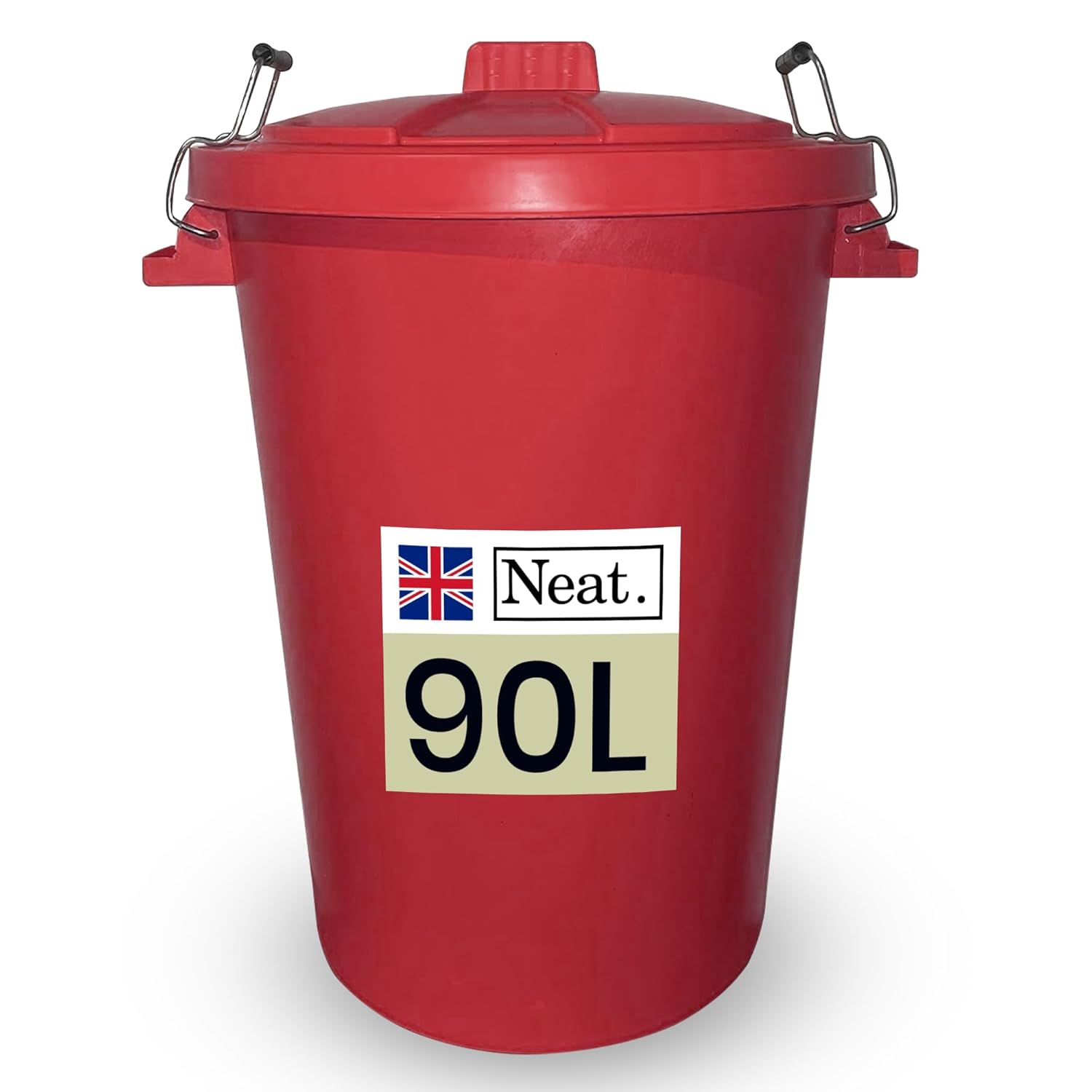 Neat. 90L Bin Coloured Large Plastic Bins, Heavy Duty Kitchen Bin with Metal Handle Dustbin