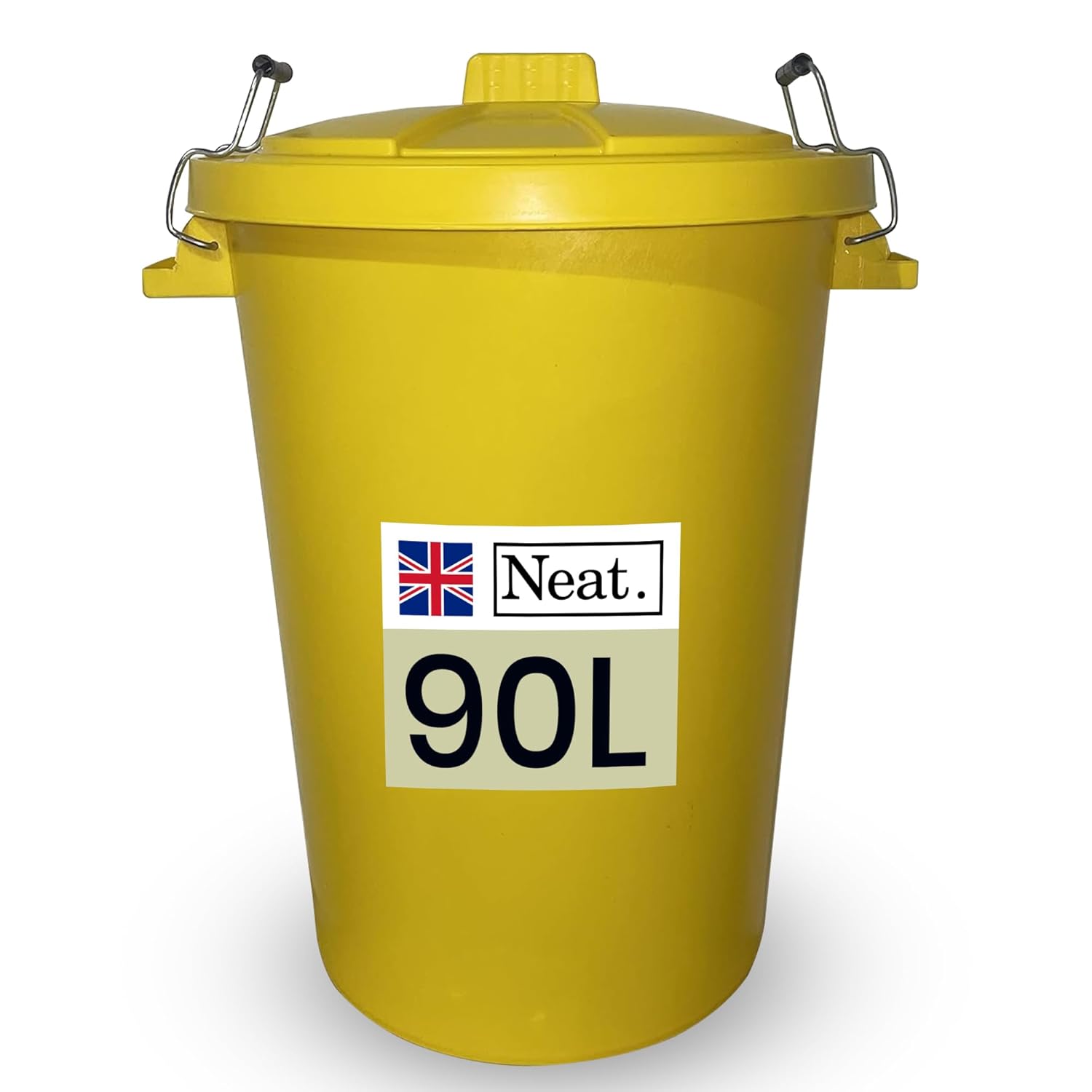 Neat. 90L Bin Coloured Large Plastic Bins, Heavy Duty Kitchen Bin with Metal Handle Dustbin