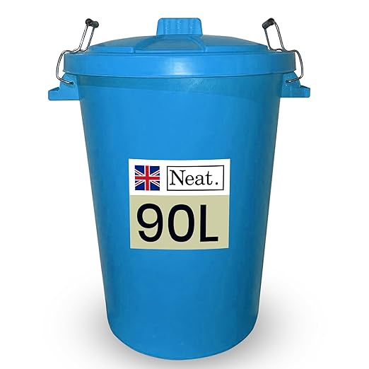 Neat. 90L Bin Coloured Large Plastic Bins, Heavy Duty Kitchen Bin with Metal Handle Dustbin