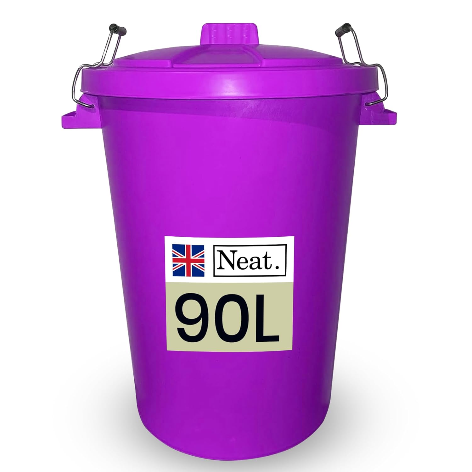 Neat. 90L Bin Coloured Large Plastic Bins, Heavy Duty Kitchen Bin with Metal Handle Dustbin