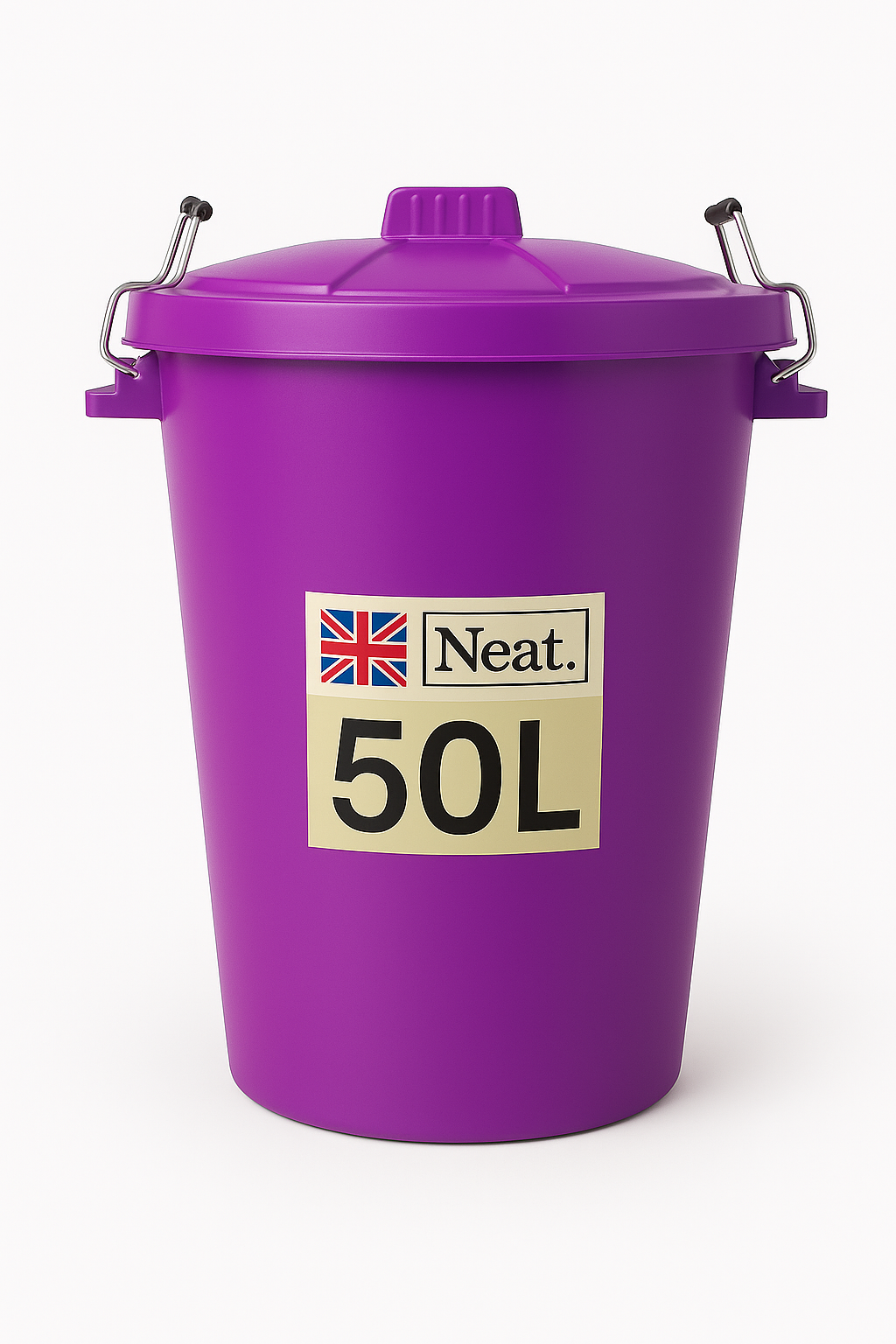 Garden Bin  – Heavy Duty Plastic Dustbin with Clip Lock Lid, Multicoloured
