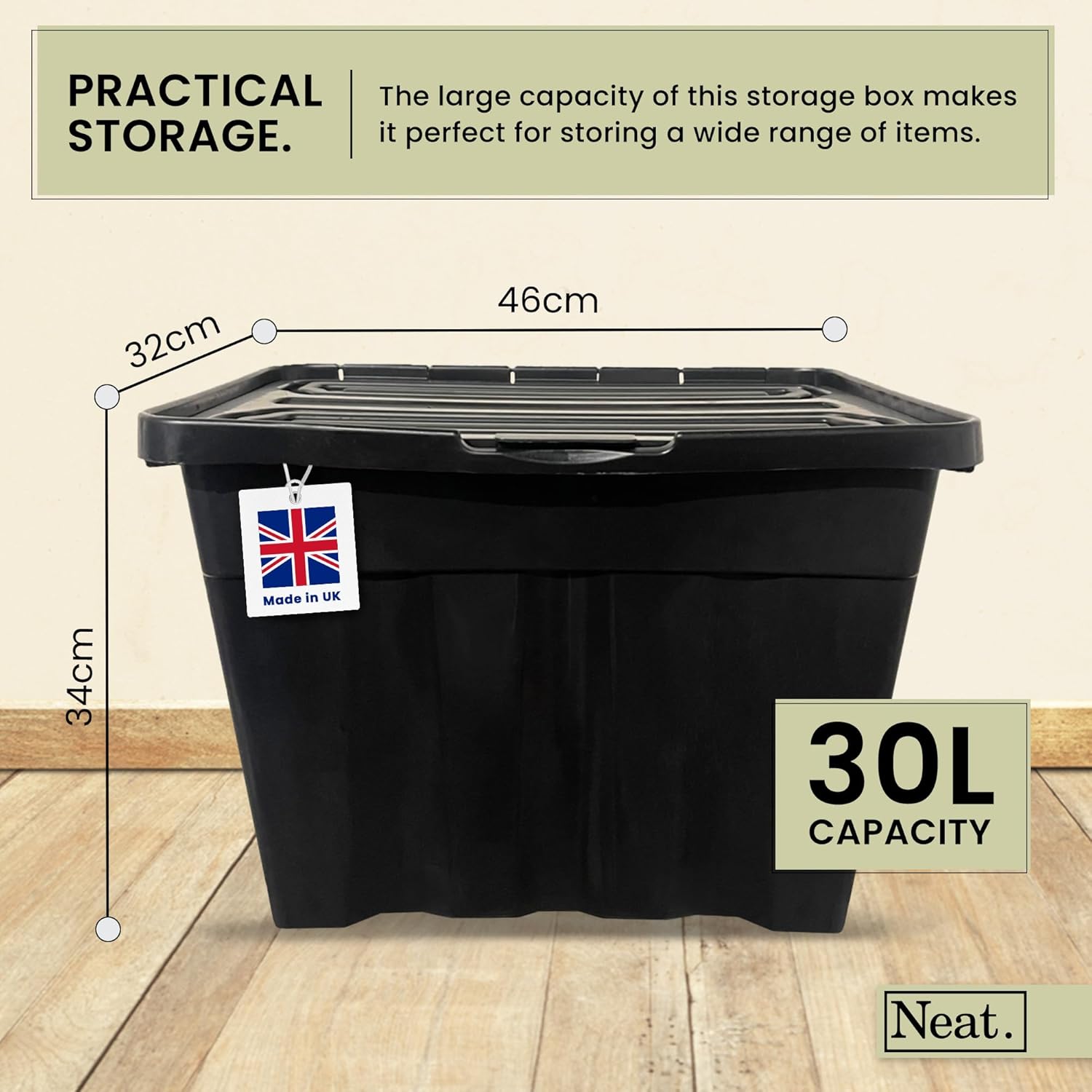 Neat. 30L Storage Boxes with Lids
