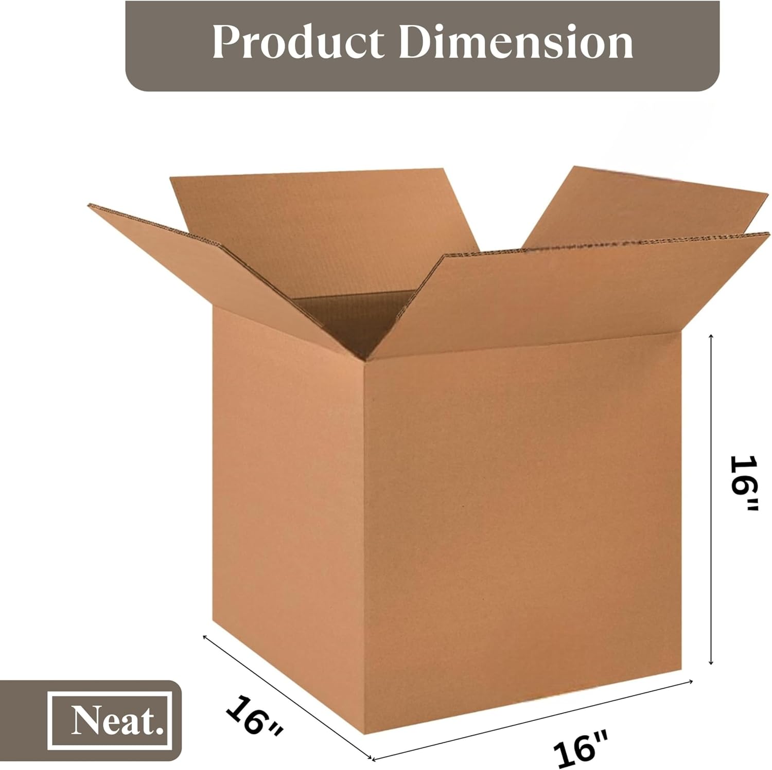 Neat. Double Wall Cardboard Boxes, Postal Shipping Mailing Cartons, House Moving Cardboard Boxes, 406 x 406 x 406mm (16" x 16" x 16")