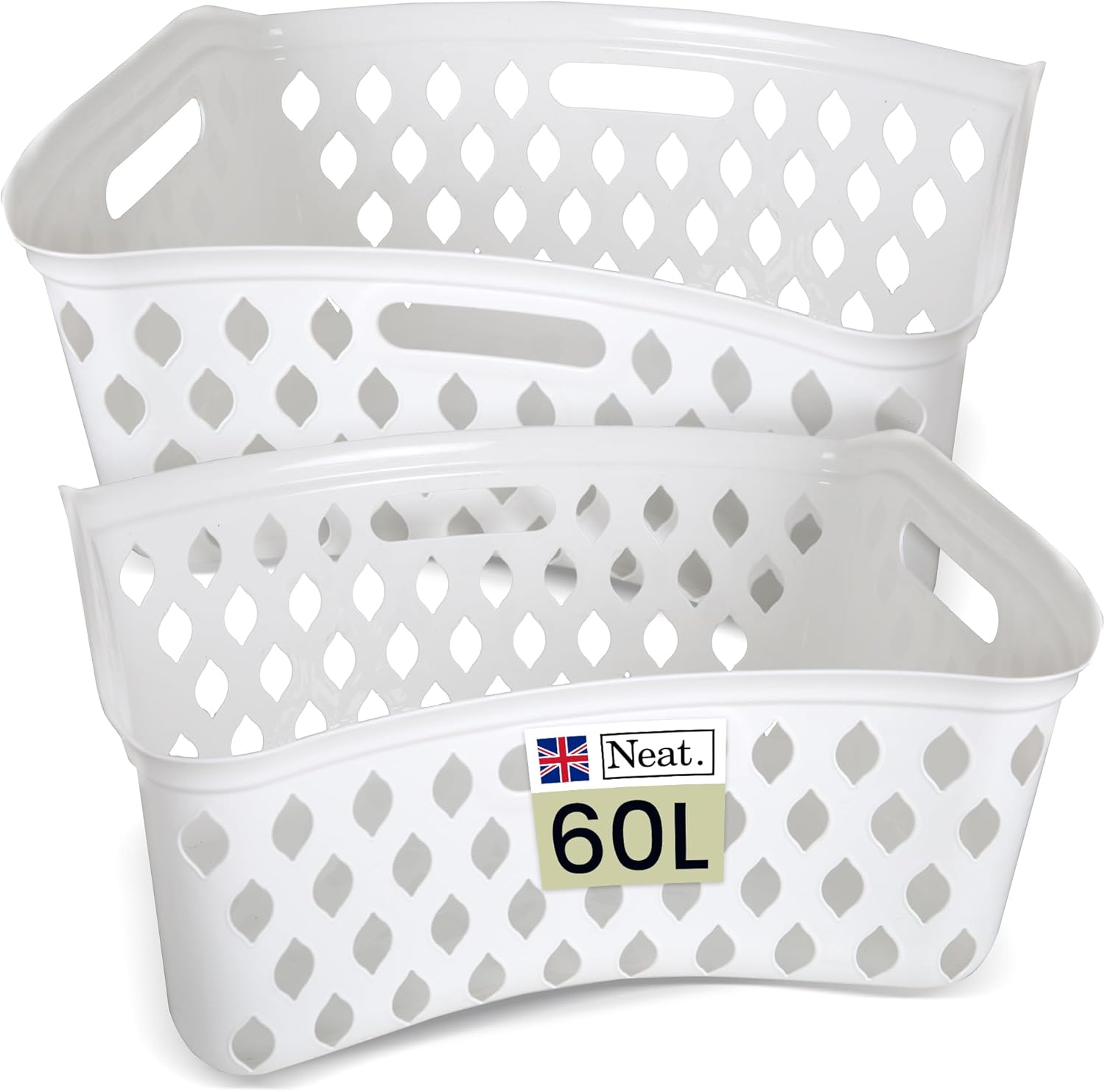 Neat. 60L Plastic Laundry Basket Hipster Design-  Grey (1Pcs)