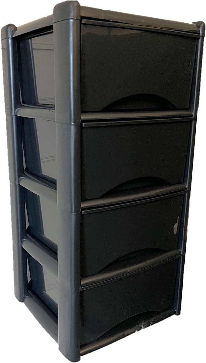 Neat. 4 Drawer Storage Unit (Black Drawers with Black Frame)