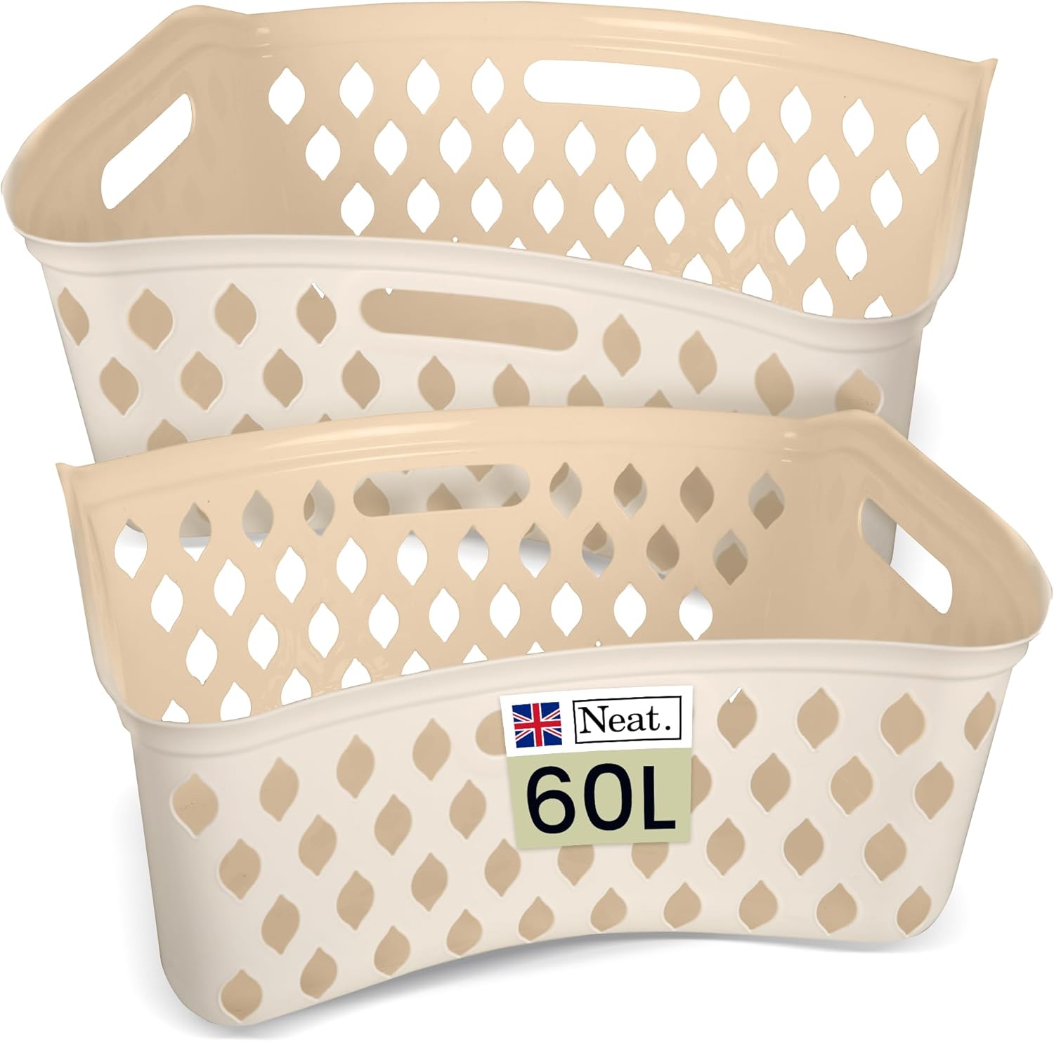 Neat. 60L Plastic Laundry Basket Hipster Design-  Grey (1Pcs)