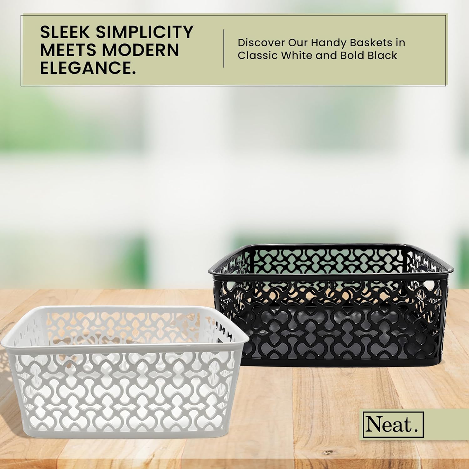 Pack of 6 Plastic Storage Baskets for Shelves - Small Handy Basket Organiser, Ideal for Home, School, Office Kitchen, Shelf-Friendly Plastic Baskets for Storage, Tidy Organising Boxes