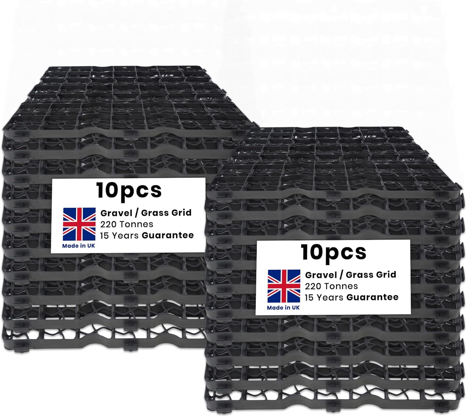 Plastic Shed Base - Sturdy Driveway Grids and Lawn Mats, Gravel Grid Grass Mat Combo, UK-Made Grass Grids, Garden Path Ground Matting for Gravel Stabiliser, Rubber Grass Mats, Pack of 20