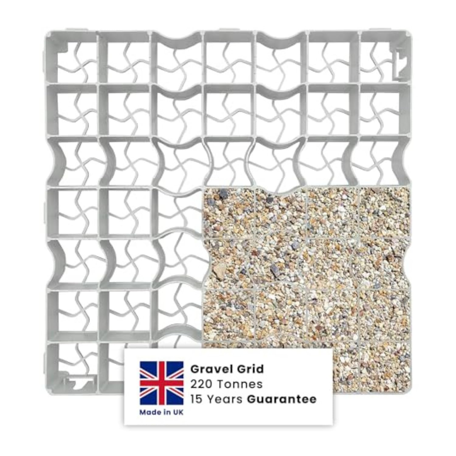 Coloured Shed Base Plastic Grid - 12 Grids (3m²), Gravel Sand
