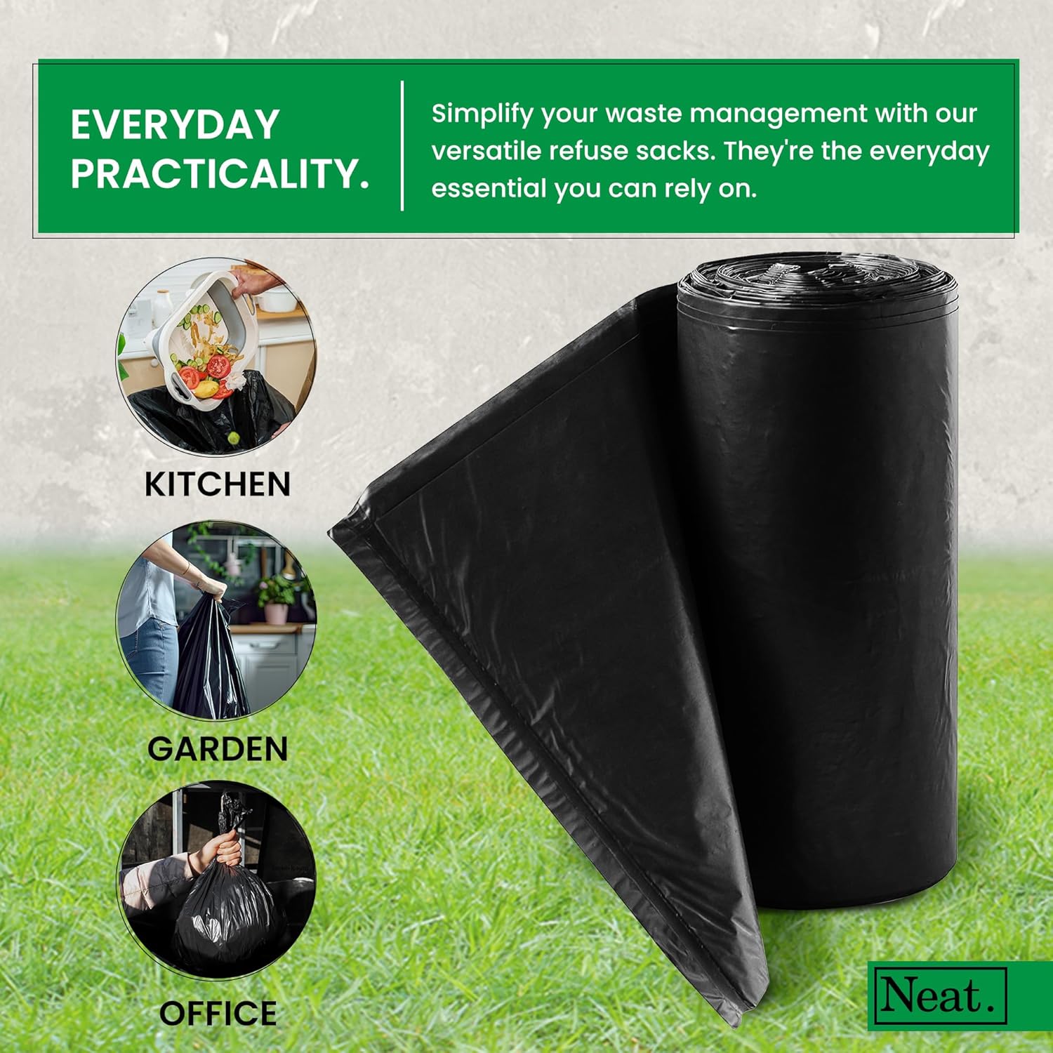 Heavy Duty Black Bin Bags (75 Litre - 50pcs)