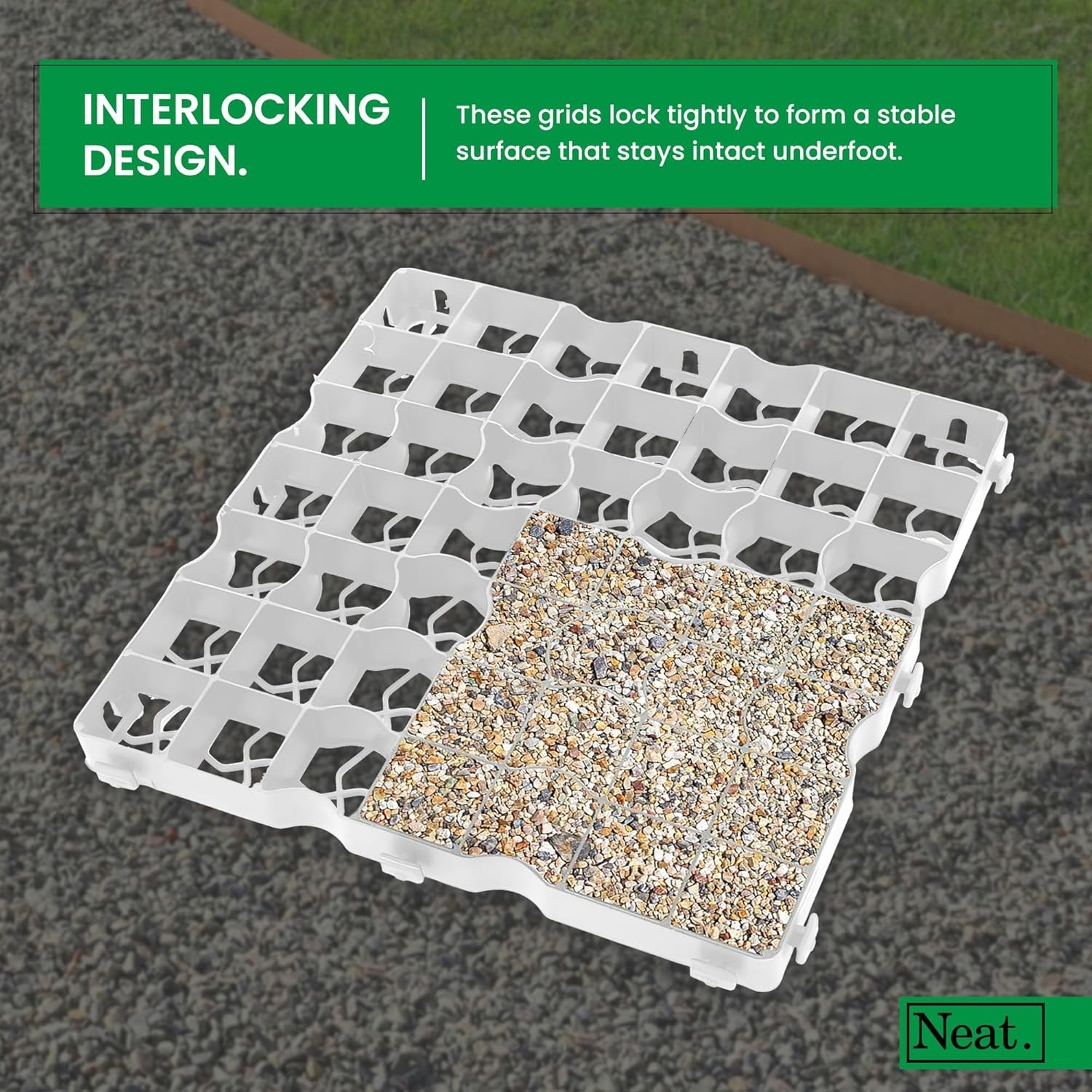 Coloured Shed Base Plastic Grid - 12 Grids (3m²), Gravel Sand