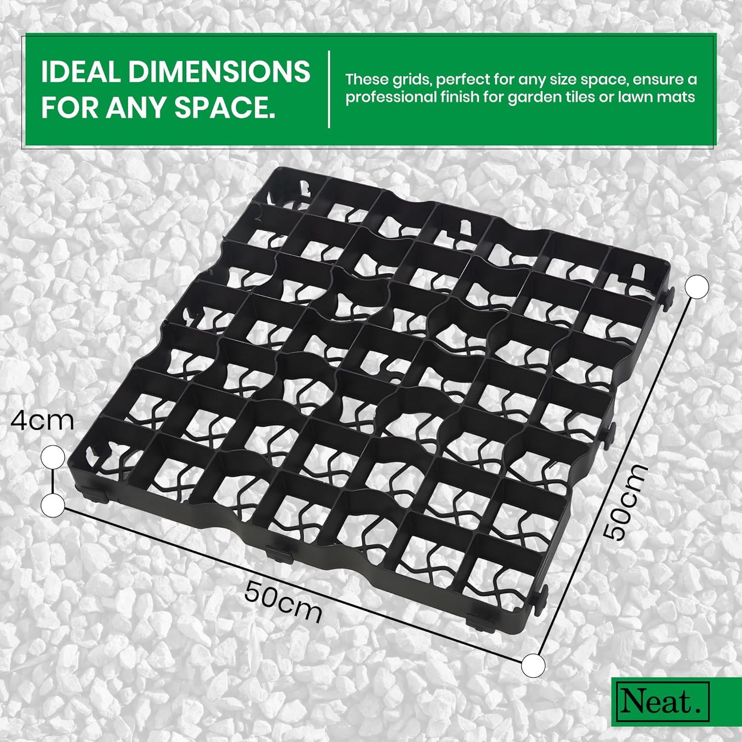 Plastic Shed Base - Sturdy Driveway Grids and Lawn Mats, Gravel Grid Grass Mat Combo, UK-Made Grass Grids, Garden Path Ground Matting for Gravel Stabiliser, Rubber Grass Mats, Pack of 20