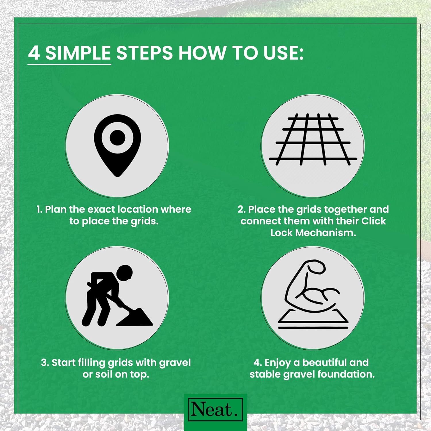 Plastic Shed Base Grid 16 (4m²) - Durable Driveway Mats for Lawn & Garden Path, Grass Grid Protection Mesh, Gravel Stabiliser Grids, Plastic Grass Mats, Garden Grid Paver for Greenhouse, Deck, Turf