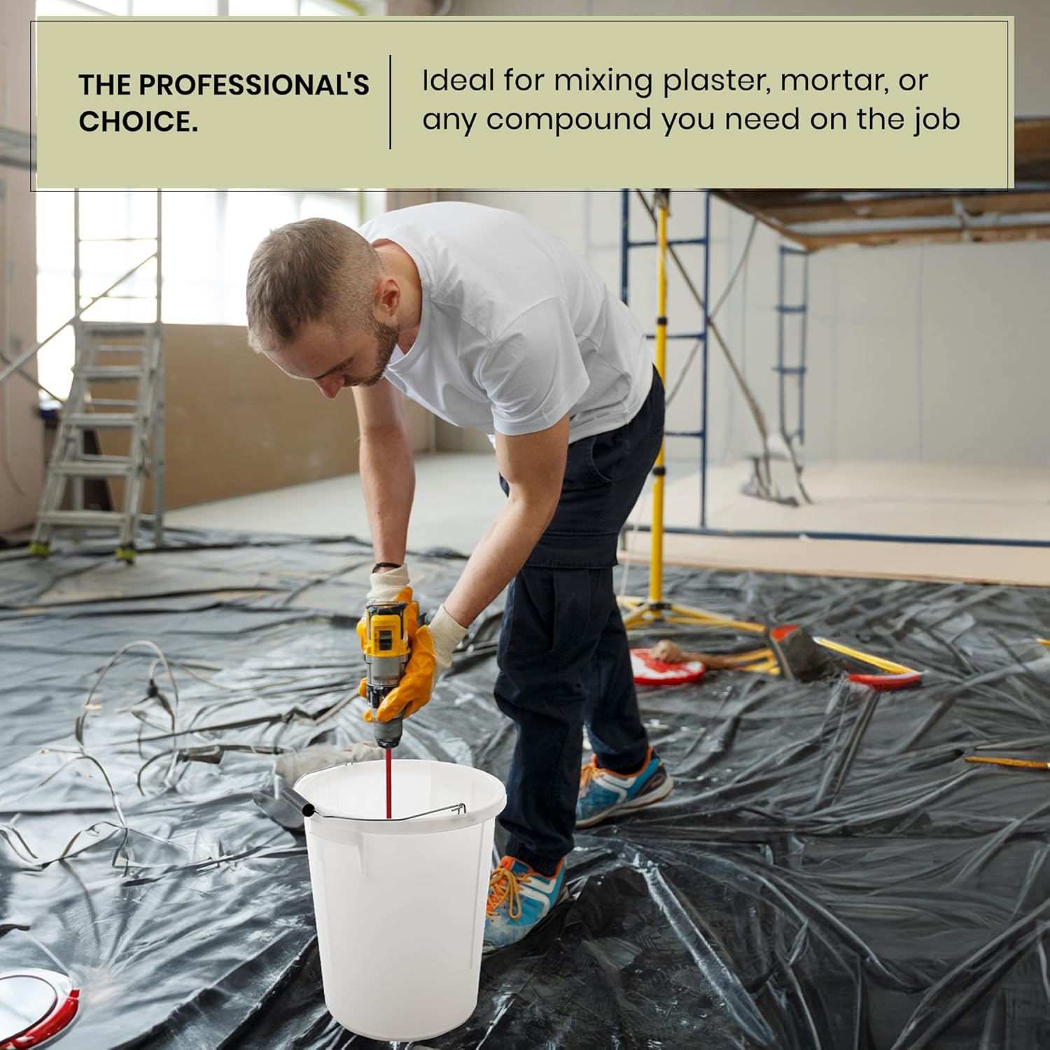 Plastic 28 Litre Heavy Duty Plasterers Bucket for Mixing Building Holding Water and Plaster