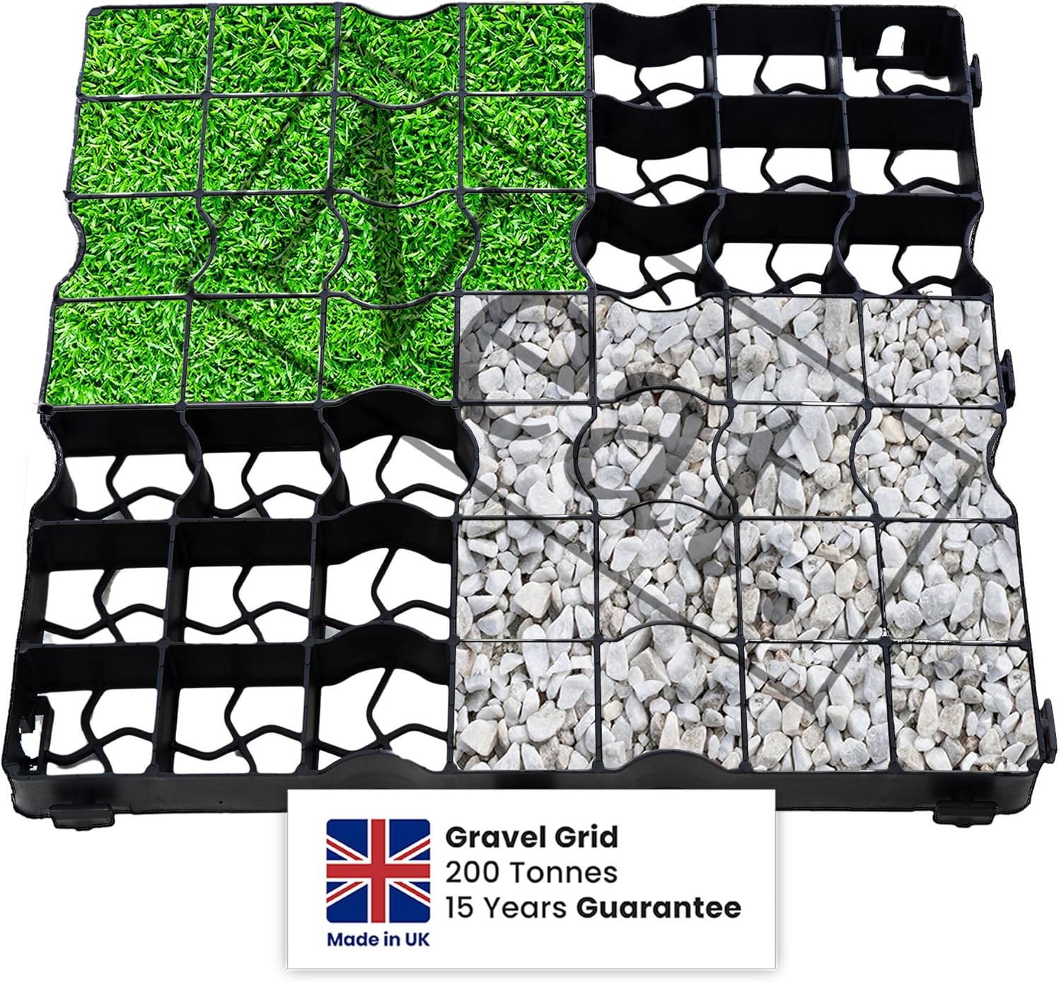 Plastic Shed Base Grid 16 (4m²) - Durable Driveway Mats for Lawn & Garden Path, Grass Grid Protection Mesh, Gravel Stabiliser Grids, Plastic Grass Mats, Garden Grid Paver for Greenhouse, Deck, Turf