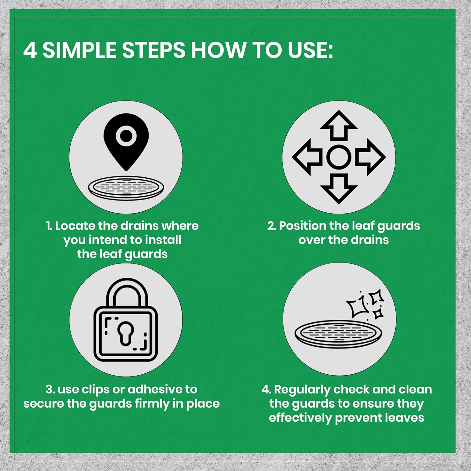 NEAT 2-Pack Black Plastic, Keep Your Drains Clear & Tidy - Outdoor Drain Cover Protector, Stops Leaves, Gutter Guard, Outside Grid Covers, Barrier Tidy, Includes Manhole Cover & Drain Guards