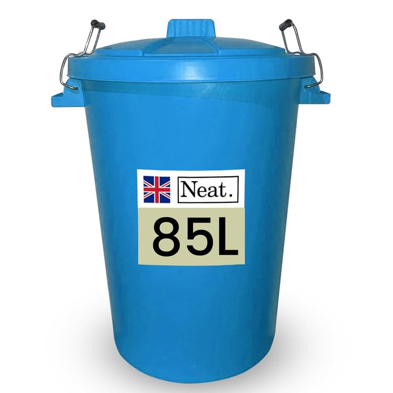 Neat. Extra Large Plastic Dustbin with Clip Locking Lid-  85 Litre, Green, Pack of 1