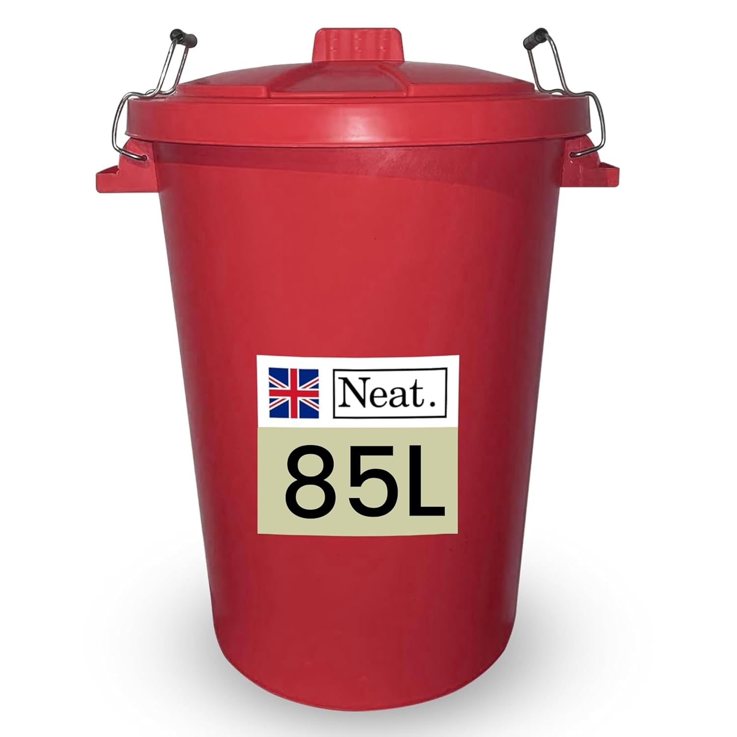 Neat. Extra Large Plastic Dustbin with Clip Locking Lid-  85 Litre, Green, Pack of 1