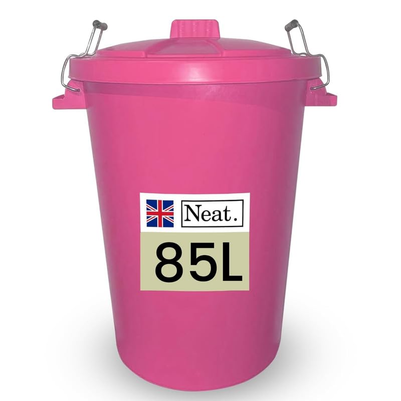 Neat. Extra Large Plastic Dustbin with Clip Locking Lid-  85 Litre, Green, Pack of 1