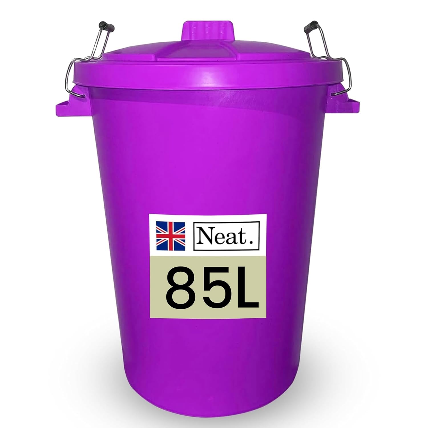 Neat. Extra Large Plastic Dustbin with Clip Locking Lid-  85 Litre, Green, Pack of 1