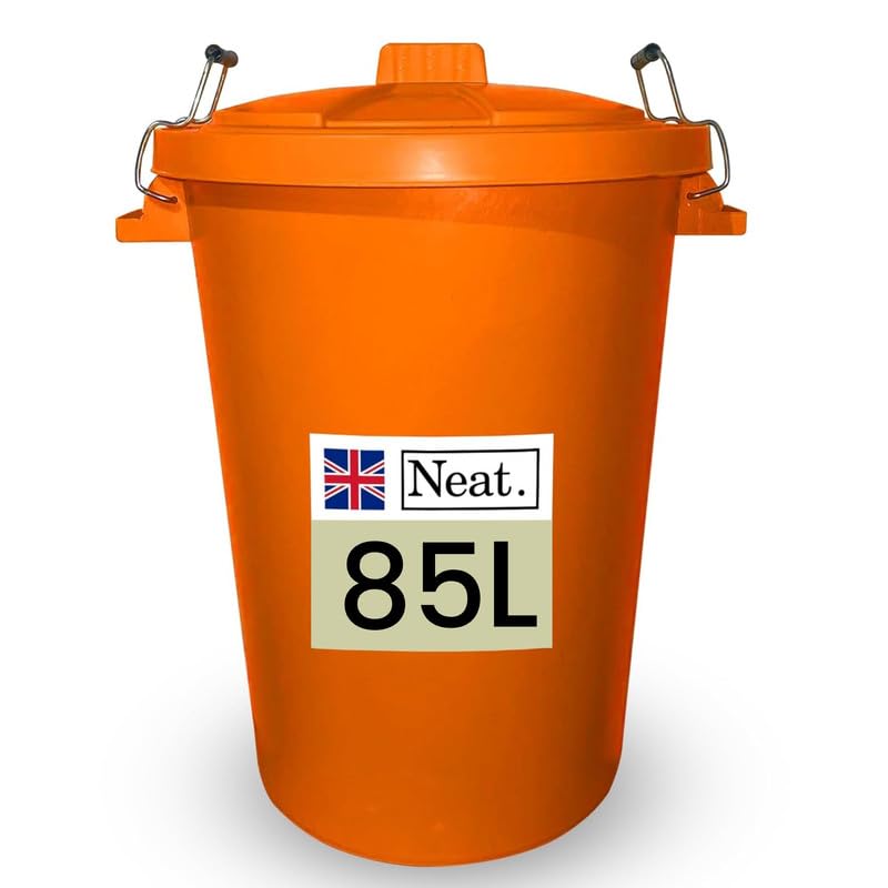 Neat. Extra Large Plastic Dustbin with Clip Locking Lid-  85 Litre, Green, Pack of 1