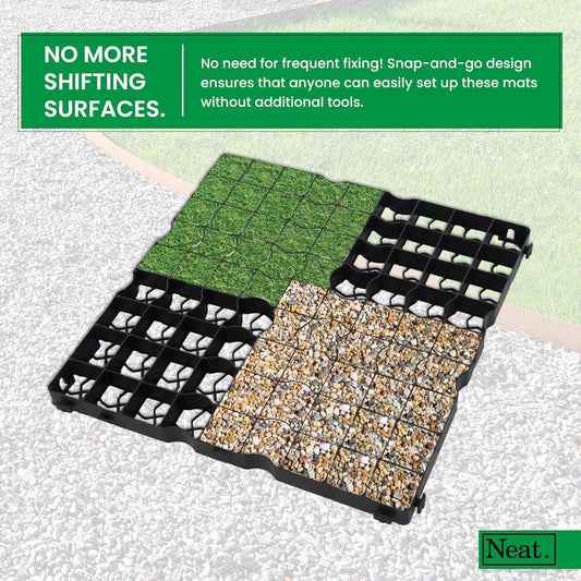 Plastic Shed Base - Sturdy Driveway Grids and Lawn Mats, Gravel Grid Grass Mat Combo, UK-Made Grass Grids, Garden Path Ground Matting for Gravel Stabiliser, Rubber Grass Mats, Pack of 12