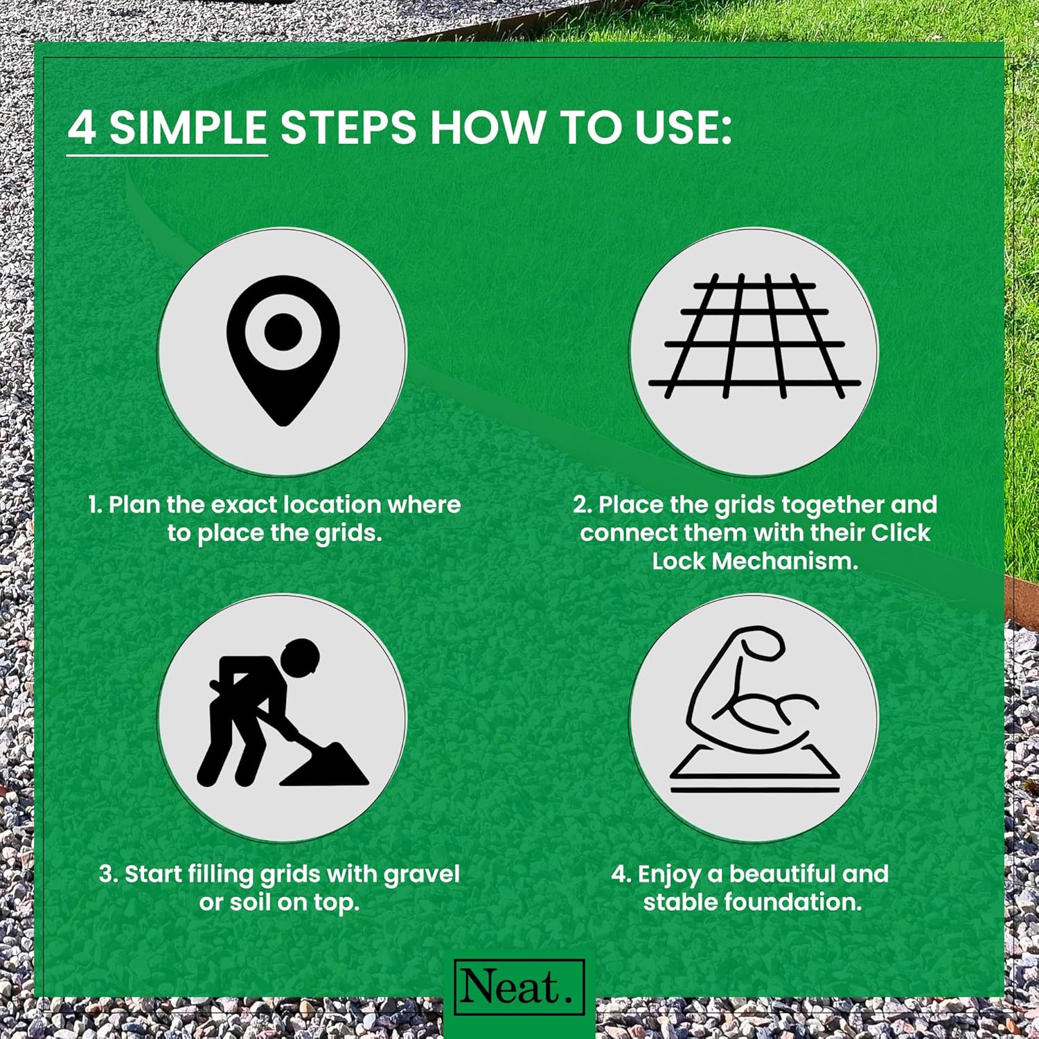 Coloured Shed Base Plastic Grid - 12 Grids (3m²), Gravel Sand