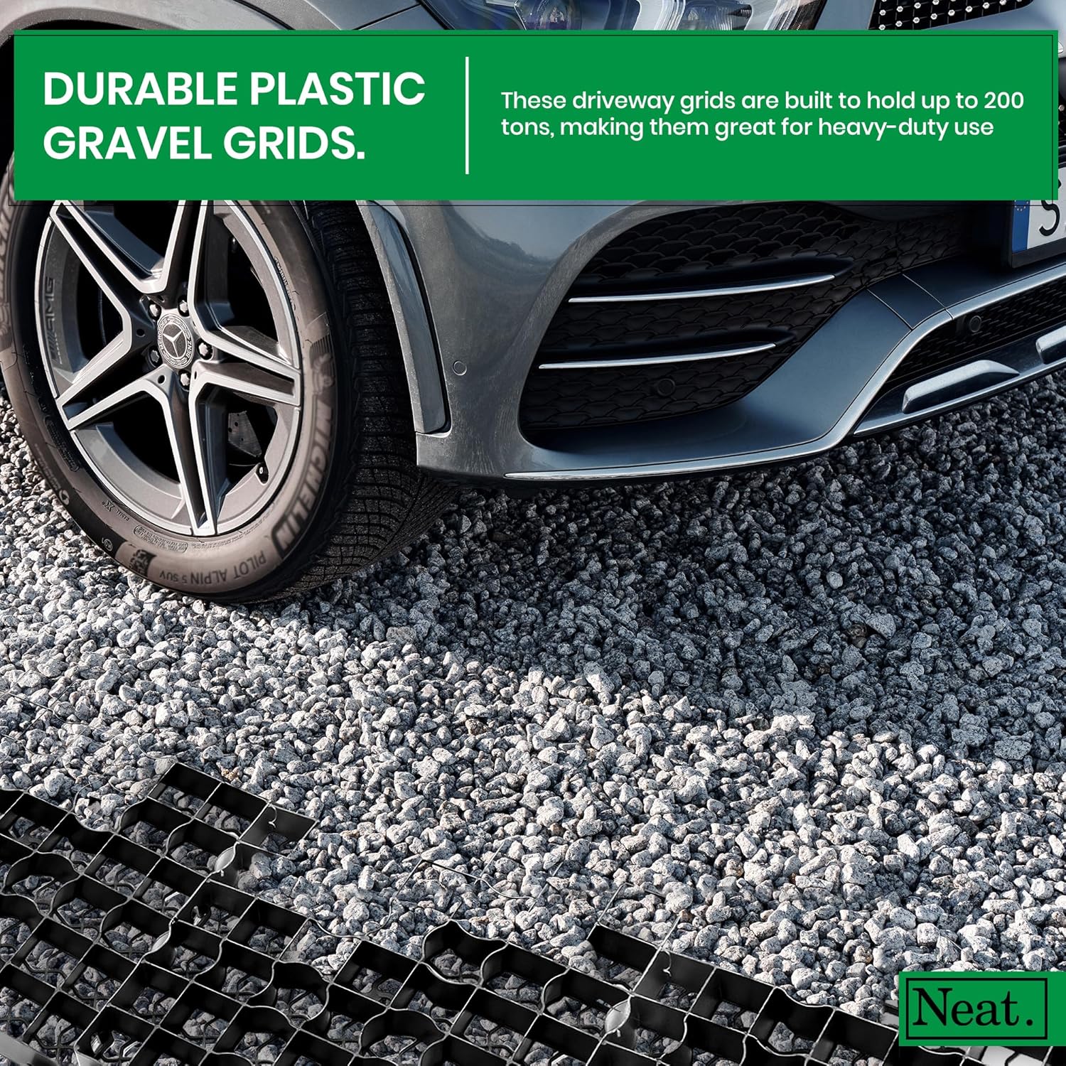 Plastic Shed Base - Sturdy Driveway Grids and Lawn Mats, Gravel Grid Grass Mat Combo, UK-Made Grass Grids, Garden Path Ground Matting for Gravel Stabiliser, Rubber Grass Mats, Pack of 20