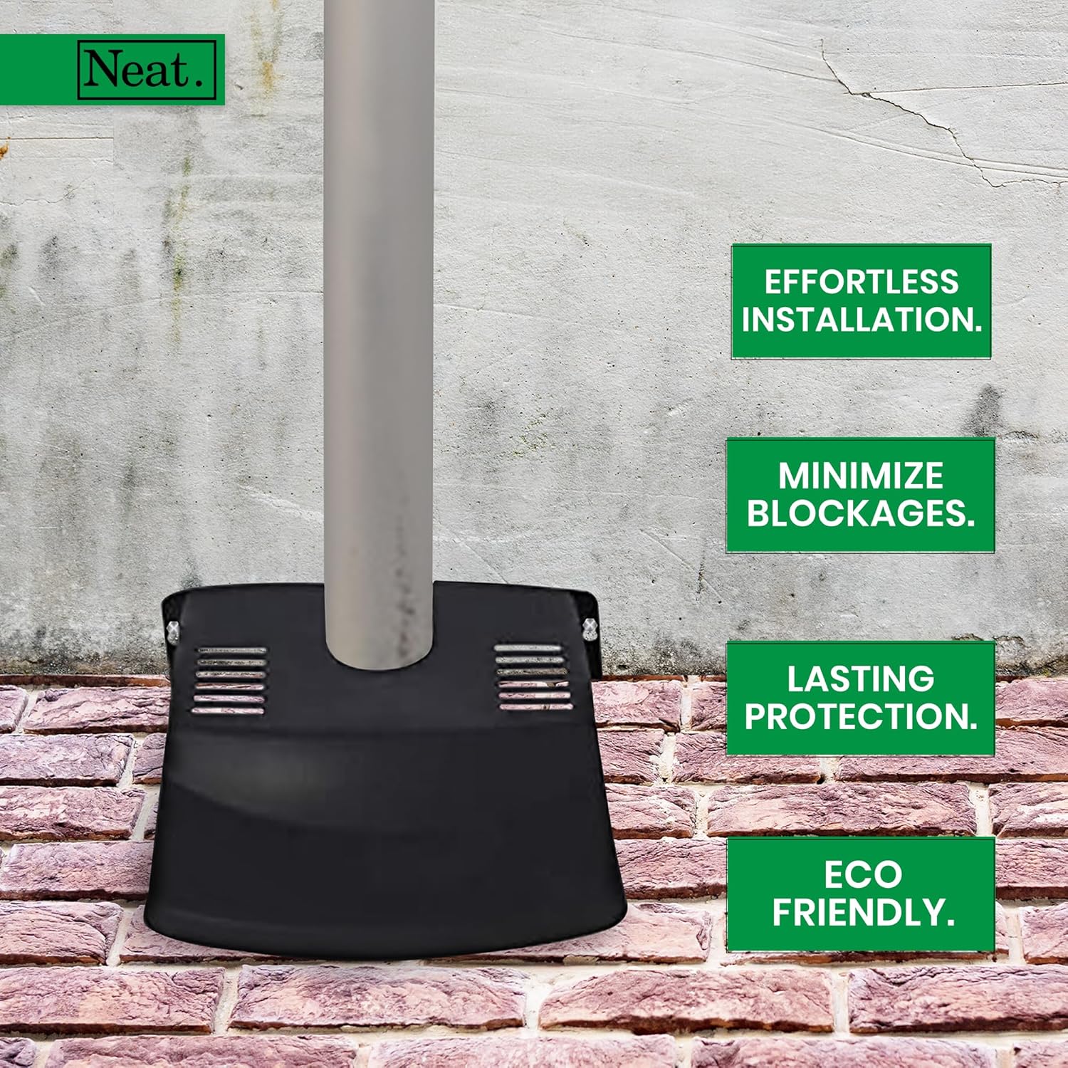 NEAT 2-Pack Black Plastic, Keep Your Drains Clear & Tidy - Outdoor Drain Cover Protector, Stops Leaves, Gutter Guard, Outside Grid Covers, Barrier Tidy, Includes Manhole Cover & Drain Guards