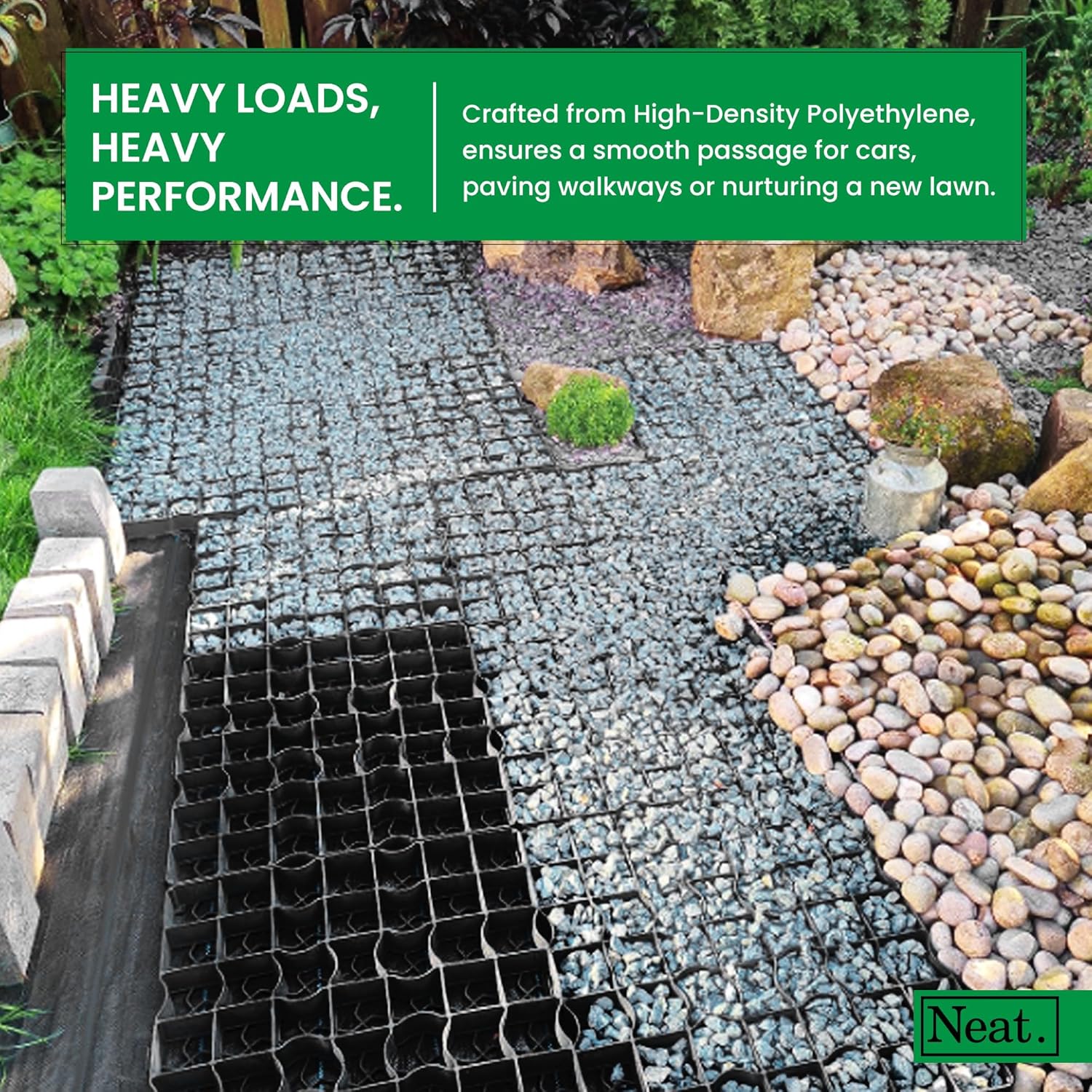 Plastic Shed Base - Sturdy Driveway Grids and Lawn Mats, Gravel Grid Grass Mat Combo, UK-Made Grass Grids, Garden Path Ground Matting for Gravel Stabiliser, Rubber Grass Mats, Pack of 12