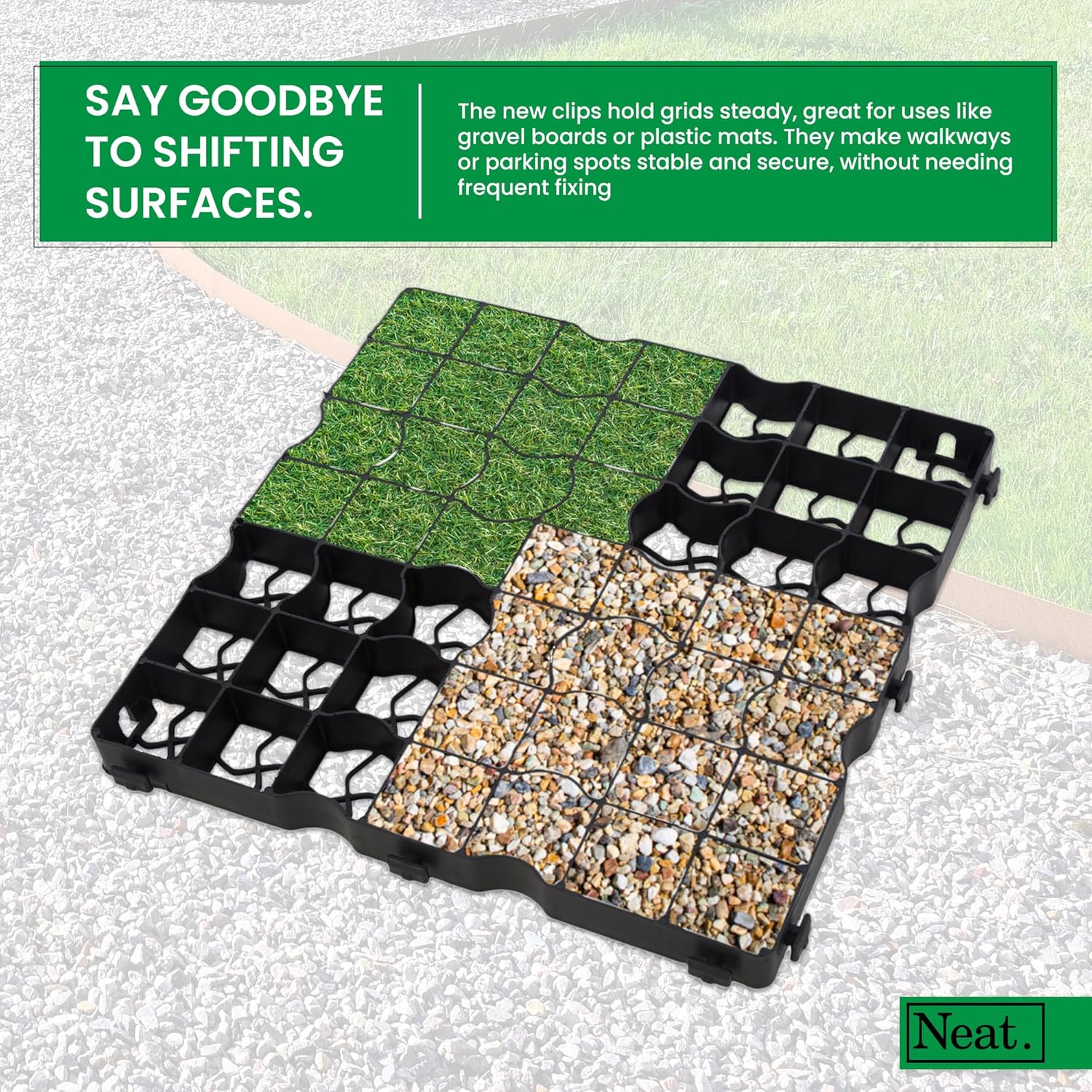 Plastic Shed Base Grid 16 (4m²) - Durable Driveway Mats for Lawn & Garden Path, Grass Grid Protection Mesh, Gravel Stabiliser Grids, Plastic Grass Mats, Garden Grid Paver for Greenhouse, Deck, Turf