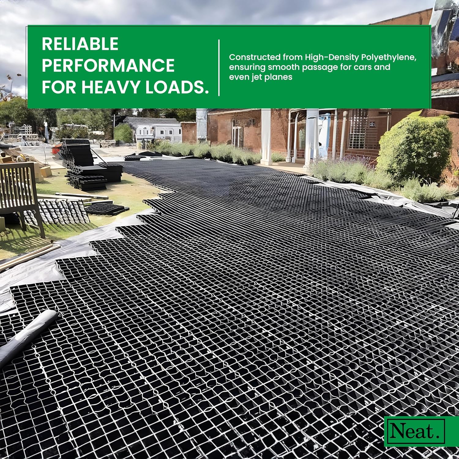 Plastic Shed Base Grid 16 (4m²) - Durable Driveway Mats for Lawn & Garden Path, Grass Grid Protection Mesh, Gravel Stabiliser Grids, Plastic Grass Mats, Garden Grid Paver for Greenhouse, Deck, Turf