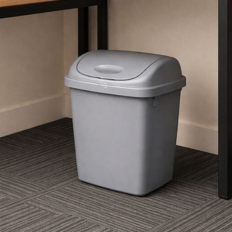 Neat. 12L Swing-Top Plastic Bins - Versatile, Durable and Hygienic Waste Management Solution for Offices, Kitchens, and Industrial Space