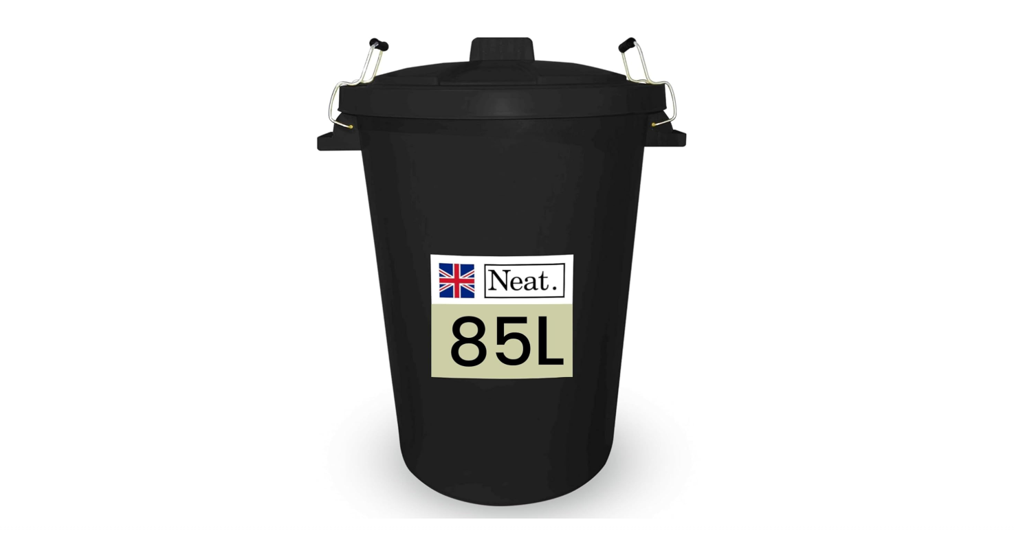 Neat. Extra Large Plastic Dustbin with Clip Locking Lid-  85 Litre, Green, Pack of 1