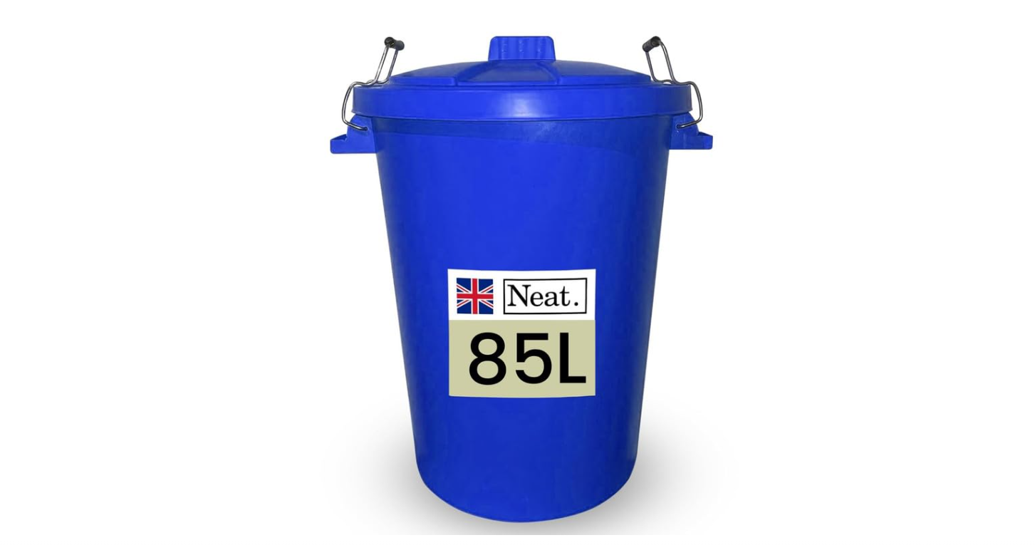 Neat. Extra Large Plastic Dustbin with Clip Locking Lid-  85 Litre, Green, Pack of 1
